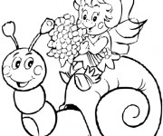 Coloriage et dessins gratuit Abeille Maya sur l'escargot à imprimer