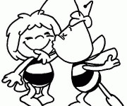 Coloriage Abeille Willy aime Maya