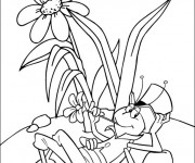 Coloriage Flip se repose sous une fleur