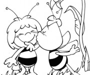 Coloriage Willy embrasse Maya