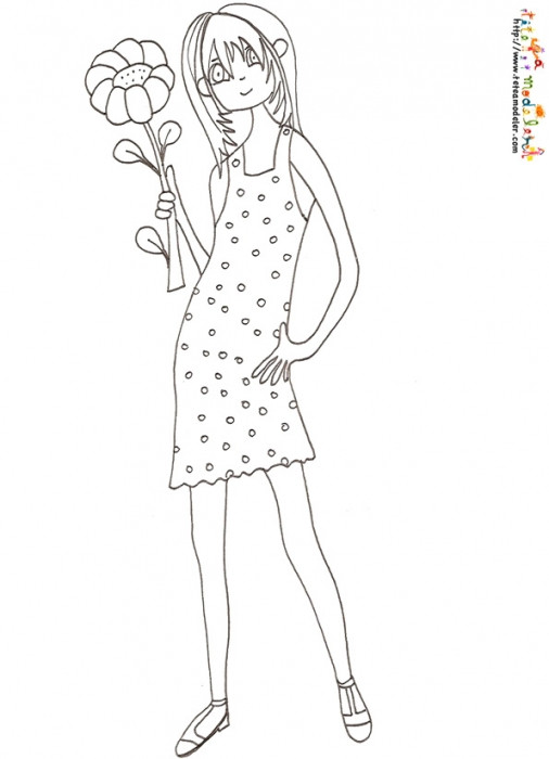 Coloriage Ado Fille Dessin Gratuit à Imprimer