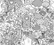 Coloriage Cabane d'oiseau adulte