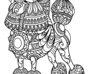 Coloriage Caniche d&eacute;cor&eacute;e pour adulte
