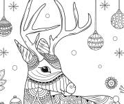 Coloriage Cerf de noel adulte
