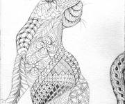 Coloriage Chat florale zentangle