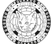 Coloriage Chat mandala adulte