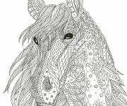 Coloriage Cheval adulte &agrave; motif en fleurs
