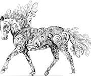 Coloriage et dessins gratuit Cheval magique en contour anti-stress à imprimer