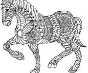 Coloriage et dessins gratuit Cheval marchant &agrave; motif complexe à imprimer