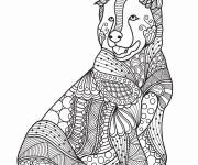 Coloriage Chien assis &agrave; motif adulte