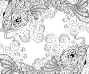 Coloriage Deux poissons adulte anti-stress