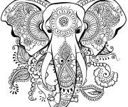 Coloriage &Eacute;l&eacute;phant indien &agrave; motif adulte