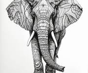 Coloriage Enorme &eacute;l&eacute;phant zentangle anti-stress