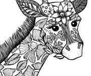 Coloriage Girafe &agrave; motif en fleurs