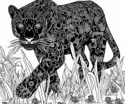 Coloriage Grand chat de la jungle adulte