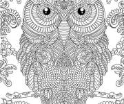 Coloriage Hibou &agrave; motif complexe