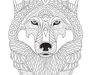 Coloriage Image de loup &agrave; motif difficile