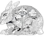 Coloriage Lapin g&eacute;ant &agrave; motif complexe