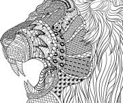 Coloriage Lion adulte en rugissement