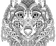 Coloriage Loup adulte pour d&eacute;tendre