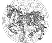 Coloriage Mandala cheval adulte