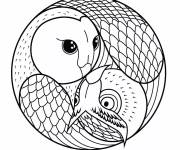 Coloriage Mandala hibou pour adulte