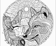 Coloriage Mandala loup adulte