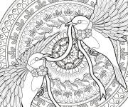 Coloriage Mandala oiseaux adulte