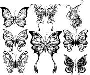 Coloriage Nombreux papillons adulte