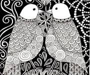 Coloriage Oiseaux peruches adulte