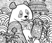 Coloriage Panda difficile anti-stress