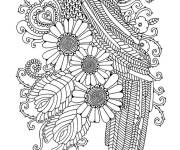 Coloriage Perroquet et fleurs adulte