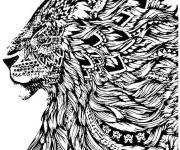 Coloriage Photo lion &agrave; motif complexe