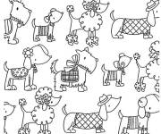 Coloriage Plusieurs chiens adulte