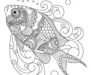 Coloriage Poisson adulte en motifs magiques