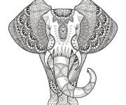 Coloriage Portrait El&eacute;phant adulte