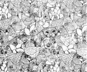 Coloriage Poules et Furet adulte