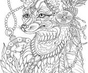 Coloriage Renard &agrave; motif adulte