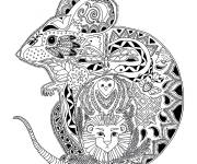 Coloriage Souris &agrave; motif complexe pour adulte