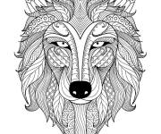 Coloriage T&ecirc;te d'un loup anti-stress