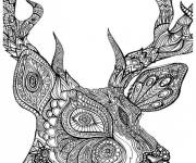 Coloriage T&ecirc;te de cerf &agrave; motif complexe