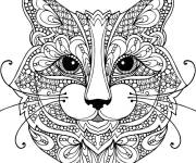 Coloriage T&ecirc;te de chat &agrave; motif adulte