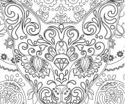 Coloriage T&ecirc;te de chat adorable zentangle