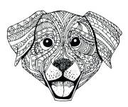 Coloriage et dessins gratuit T&ecirc;te de chien souriant &agrave; motif adulte à imprimer