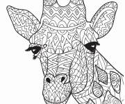 Coloriage T&ecirc;te de girafe complexe pour adulte