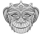 Coloriage T&ecirc;te de singe adorable adulte