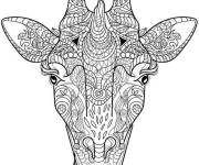 Coloriage et dessins gratuit Visage de girafe &agrave; motif zentangle à imprimer