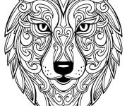 Coloriage Visage de loup en portrait pour adulte