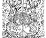 Coloriage Adulte Anti-stress Grenouille Fleuri