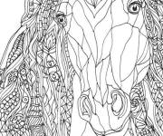 Coloriage et dessins gratuit adulte cheval antistress à imprimer